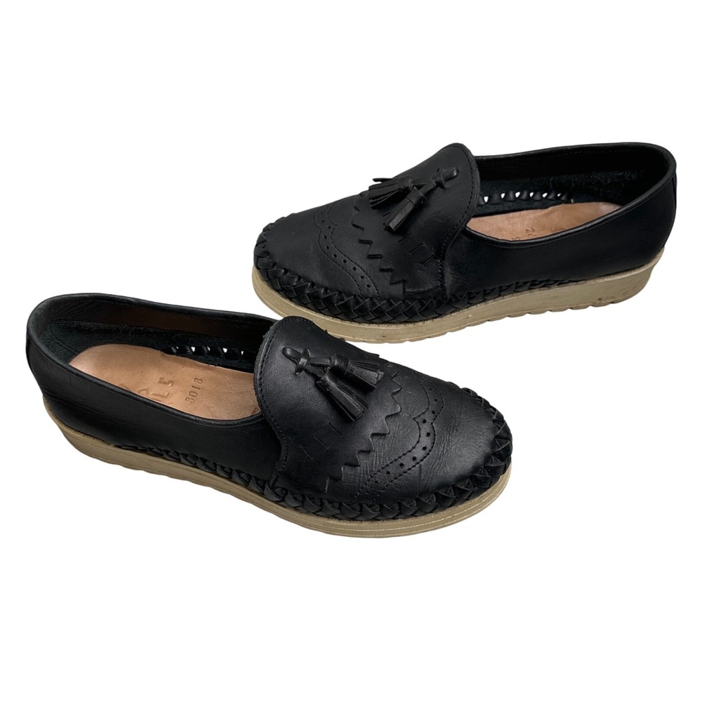 SOLS‎ Jessica Woman's Black Tassel Leather Loafers Size 9